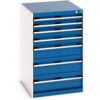 Cubio Drawer Cabinet, 7 Drawers, Blue/Light Grey, 1000 x 650 x 750mm thumbnail-0