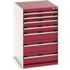 Cubio Drawer Cabinet, 7 Drawers, Light Grey/Red, 1000 x 650 x 750mm thumbnail-0