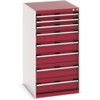 Cubio Drawer Cabinet, 8 Drawers, Light Grey/Red, 1200 x 650 x 750mm thumbnail-0