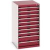 Cubio Drawer Cabinet, 10 Drawers, Light Grey/Red, 1200 x 650 x 750mm thumbnail-0