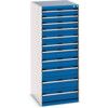 Cubio Drawer Cabinet, 11 Drawers, Blue/Light Grey, 1600 x 650 x 750mm thumbnail-0