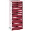 Cubio Drawer Cabinet, 11 Drawers, Light Grey/Red, 1600 x 650 x 750mm thumbnail-0