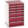 Cubio Drawer Cabinet, 6 Drawers, Light Grey/Red, 900 x 650 x 750mm thumbnail-0