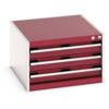 Cubio Drawer Cabinet, 3 Drawers, Light Grey/Red, 400 x 650 x 750mm thumbnail-0