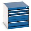 Cubio Drawer Cabinet, 4 Drawers, Blue/Light Grey, 600 x 650 x 750mm thumbnail-0