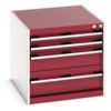 Cubio Drawer Cabinet, 4 Drawers, Light Grey/Red, 600 x 650 x 750mm thumbnail-0