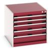 Cubio Drawer Cabinet, 5 Drawers, Light Grey/Red, 600 x 650 x 750mm thumbnail-0