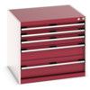 Cubio Drawer Cabinet, 5 Drawers, Light Grey/Red, 700 x 800 x 750mm thumbnail-0