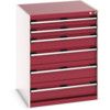 Cubio Drawer Cabinet, 6 Drawers, Light Grey/Red, 1000 x 800 x 750mm thumbnail-0