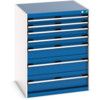 Cubio Drawer Cabinet, 7 Drawers, Blue/Light Grey, 1000 x 800 x 750mm thumbnail-0