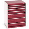 Cubio Drawer Cabinet, 7 Drawers, Light Grey/Red, 1000 x 800 x 750mm thumbnail-0