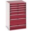 Cubio Drawer Cabinet, 7 Drawers, Light Grey/Red, 1200 x 800 x 750mm thumbnail-0