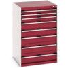 Cubio Drawer Cabinet, 8 Drawers, Light Grey/Red, 1200 x 800 x 750mm thumbnail-0