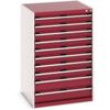 Cubio Drawer Cabinet, 10 Drawers, Light Grey/Red, 1200 x 800 x 750mm thumbnail-0