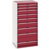 Cubio Drawer Cabinet, 9 Drawers, Light Grey/Red, 1600 x 800 x 750mm thumbnail-0