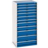 Cubio Drawer Cabinet, 11 Drawers, Blue/Light Grey, 1600 x 800 x 750mm thumbnail-0