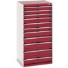 Cubio Drawer Cabinet, 11 Drawers, Light Grey/Red, 1600 x 800 x 750mm thumbnail-0