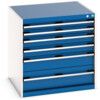 Cubio Drawer Cabinet, 6 Drawers, Blue/Light Grey, 800 x 800 x 750mm thumbnail-0