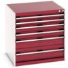 Cubio Drawer Cabinet, 6 Drawers, Light Grey/Red, 800 x 800 x 750mm thumbnail-0