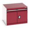 Cubio Drawer Cabinet, 1 Drawers, Light Grey/Red, 600 x 800 x 750mm thumbnail-0