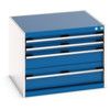 Cubio Drawer Cabinet, 4 Drawers, Blue/Light Grey, 600 x 800 x 750mm thumbnail-0