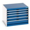 Cubio Drawer Cabinet, 5 Drawers, Blue/Light Grey, 600 x 800 x 750mm thumbnail-0