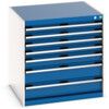 Cubio Drawer Cabinet, 7 Drawers, Blue/Light Grey, 800 x 800 x 750mm thumbnail-0