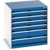 Cubio Drawer Cabinet, 6 Drawers, Blue/Light Grey, 800 x 800 x 750mm thumbnail-0