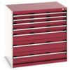 Cubio Drawer Cabinet, 7 Drawers, Light Grey/Red, 1000 x 1050 x 750mm thumbnail-0