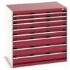 Cubio Drawer Cabinet, 8 Drawers, Light Grey/Red, 1000 x 1050 x 750mm thumbnail-0