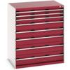 Cubio Drawer Cabinet, 8 Drawers, Light Grey/Red, 1200 x 1050 x 750mm thumbnail-0