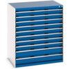 Cubio Drawer Cabinet, 10 Drawers, Blue/Light Grey, 1200 x 1050 x 750mm thumbnail-0