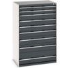 Cubio Drawer Cabinet, 9 Drawers, Anthracite Grey/Light Grey, 1600 x 1050 x 750mm thumbnail-0