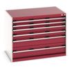 Cubio Drawer Cabinet, 6 Drawers, Light Grey/Red, 800 x 1050 x 750mm thumbnail-0