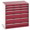 Cubio Drawer Cabinet, 6 Drawers, Light Grey/Red, 1000 x 1050 x 750mm thumbnail-0