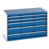 Cubio Drawer Cabinet, 5 Drawers, Blue/Light Grey, 800 x 1300 x 750mm thumbnail-0