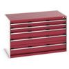 Cubio Drawer Cabinet, 5 Drawers, Light Grey/Red, 800 x 1300 x 750mm thumbnail-0