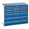 Cubio Drawer Cabinet, 7 Drawers, Blue/Light Grey, 1000 x 1300 x 750mm thumbnail-0