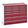 Cubio Drawer Cabinet, 7 Drawers, Light Grey/Red, 1000 x 1300 x 750mm thumbnail-0