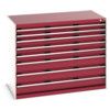 Cubio Drawer Cabinet, 8 Drawers, Light Grey/Red, 1000 x 1300 x 750mm thumbnail-0