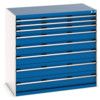 Cubio Drawer Cabinet, 8 Drawers, Blue/Light Grey, 1200 x 1300 x 750mm thumbnail-0