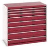 Cubio Drawer Cabinet, 8 Drawers, Light Grey/Red, 1200 x 1300 x 750mm thumbnail-0