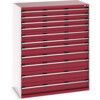 Cubio Drawer Cabinet, 11 Drawers, Light Grey/Red, 1600 x 1300 x 750mm thumbnail-0