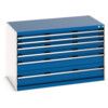 Cubio Drawer Cabinet, 6 Drawers, Blue/Light Grey, 800 x 1300 x 800mm thumbnail-0