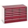 Cubio Drawer Cabinet, 6 Drawers, Light Grey/Red, 800 x 1300 x 800mm thumbnail-0