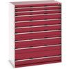 Cubio Drawer Cabinet, 9 Drawers, Light Grey/Red, 1600 x 1300 x 750mm thumbnail-0