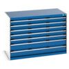 Cubio Drawer Cabinet, 7 Drawers, Blue/Light Grey, 900 x 1300 x 750mm thumbnail-0