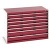 Cubio Drawer Cabinet, 7 Drawers, Light Grey/Red, 900 x 1300 x 750mm thumbnail-0