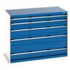 Cubio Drawer Cabinet, 5 Drawers, Blue/Light Grey, 1000 x 1300 x 750mm thumbnail-0