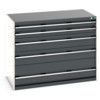 Cubio Drawer Cabinet, 5 Drawers, Anthracite Grey/Light Grey, 1000 x 1300 x 750mm thumbnail-0